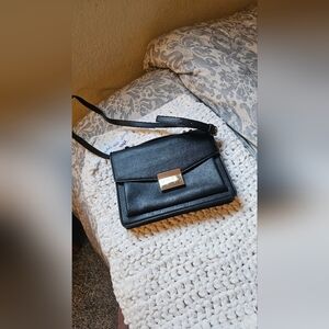 Zara Basics Faux Leather Black Shoulder Bag/crossbody